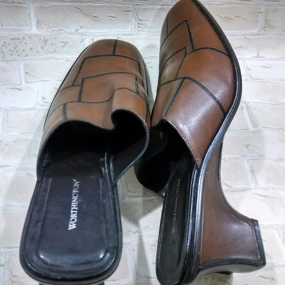 ⭐Worthington Women's  Brown Patchwork Mules SlipOn - Picture 7 of 7